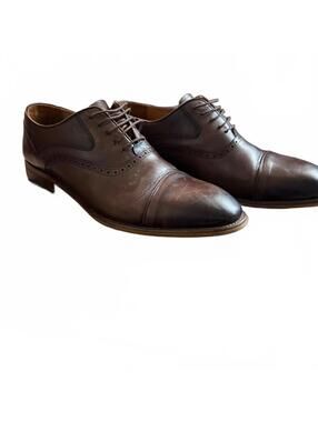 Classic Solid Vercini Leather Oxford Shoes – Brown (Style 1011) Size 45